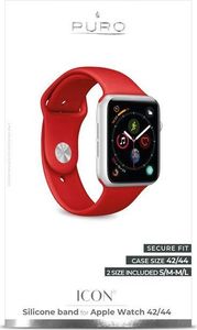Puro PURO ICON Apple Watch Band - Elastyczny pasek sportowy do Apple Watch 42 / 44 mm (S/M & M/L) (Czerwony) 4