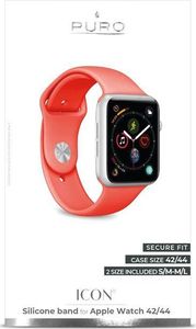 Puro PURO ICON Apple Watch Band - Elastyczny pasek sportowy do Apple Watch 42 / 44 mm (S/M & M/L) (Living Coral) 4
