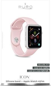 Puro PURO ICON Apple Watch Band - Elastyczny pasek sportowy do Apple Watch 42 / 44 mm (S/M & M/L) (Piaskowy róż) 4