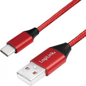 Kabel USB LogiLink USB-A - USB-C 1 m Czerwony (CU0148) 1