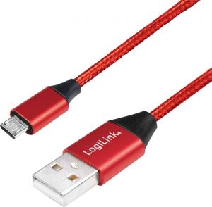 Kabel USB LogiLink USB-A - microUSB 1 m Czerwony (CU0152) 1