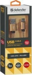 Kabel USB Defender USB-A - microUSB 1 m Złoty (87800) 2