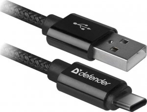 Kabel USB Defender USB-A - USB-C 1 m Czarny (87814) 1