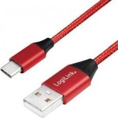 Kabel USB LogiLink USB-A - USB-C 1 m Czerwony (CU0148) 1