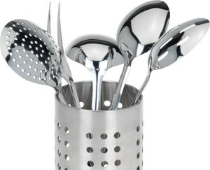 Excellent Houseware Zestaw przyborów chochla łopatka szumówka stojak 3