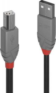 Kabel USB Lindy USB-A - USB-B 10 m Szary (36677) 1
