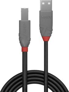 Kabel USB Lindy USB-A - USB-B 10 m Szary (36677) 2