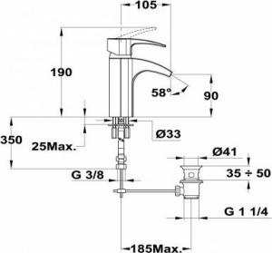 Bateria umywalkowa Teka Vita stojąca chrom (243820200) 2