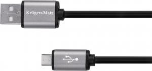 Kabel USB Kruger&Matz USB-A - microUSB 1.8 m Srebrny (KM1236) 1