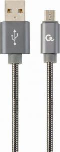 Kabel USB Gembird USB 2.0 (AM/microUSB M) oplot metalizowany 2m szary 1