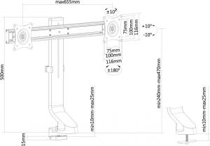 Neomounts Uchwyt biurkowy na 2 monitory 10" - 27" (FPMA-D860DBLACK) 3