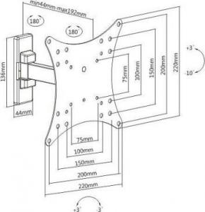 Techly Uchwyt ścienny ICA-LCD 2901E 23'' - 42'' 3