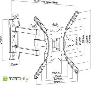 Techly Uchwyt ścienny ICA-PLB-136E 26'' - 55'' 5