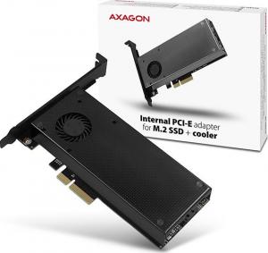 Axagon Adapter PCI-E x4 na 2x M.2 NVMe i SATA + aktywne chłodzenie (PCEM2-DC) 12
