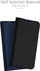 Dux Ducis Dux Ducis Skin Leather etui portfel z klapką LG Q60 / K50 granatowe uniwersalny 17