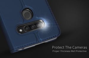 Dux Ducis Dux Ducis Skin Leather etui portfel z klapką LG Q60 / K50 granatowe uniwersalny 10