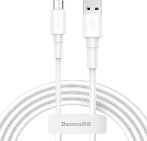 Kabel USB Baseus USB-A - microUSB 1 m Biały (6953156296770) 1