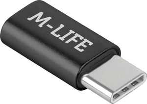 Adapter USB M-Life USB-C - microUSB Czarny  (9338) 1