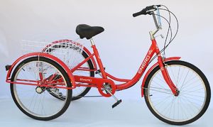 Enero Rower 3-kołowy 24" rehabilitacyjny czerwony 6-biegowy 1