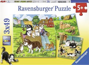 Ravensburger Puzzle 3x49 Słodkie pieski i kotki 1