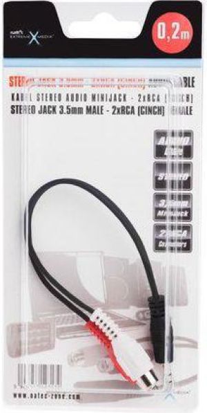 Kabel Natec Jack 3.5mm - RCA (Cinch) x2 0.2m czarny (NKA-0540) 2