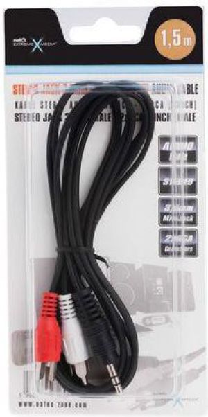 Kabel Natec Jack 3.5mm - RCA (Cinch) x2 1.5m czarny (NKA-0541) 2