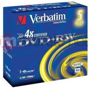 Verbatim DVD+RW 4.7 GB 4x 5 sztuk (VERDVD20710) 1