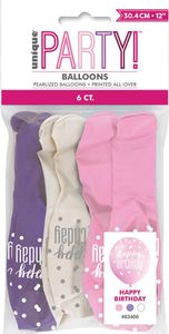 Unique Balony lateksowe Happy Birthday - 6 szt. uniwersalny 2
