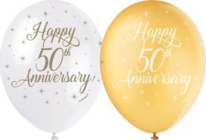 Unique Balony lateksowe Happy 50th Anniversary - 30 cm - 5 szt. uniwersalny 1