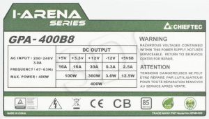 Zasilacz Chieftec 400W (GPA-400B8) 3