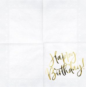 Party Deco Serwetki Happy Birthday białe - 33 cm - 20 szt. uniwersalny 2