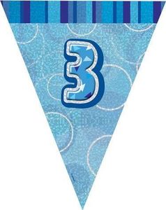 Unique Baner flagi niebieskie na 3 urodziny - 2,74 m uniwersalny 1