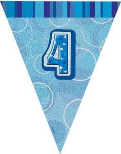 Unique Baner flagi niebieskie na 4 urodziny - 2,74 m uniwersalny 1