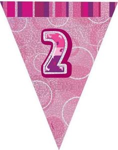 Unique Baner flagi różowe na 2 urodziny - 2,74 m uniwersalny 1