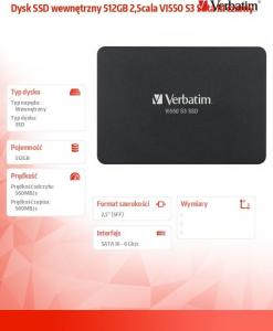 Dysk SSD Verbatim Vi550 512GB 2.5" SATA III (49352) 4