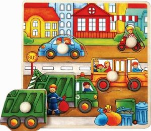 Playme Puzzle drewniane pinezki Śmieciarka 1