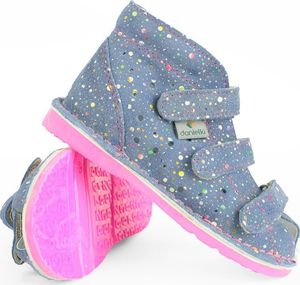 Danielki Obuwie dziewczęce Danielki T125L profilaktyczne niebieski kropki 32 3