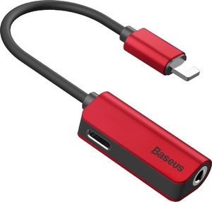 Adapter USB Baseus L32 Lightning - Jack 3.5mm + Lightning Czerwony  (CALL32-09) 1