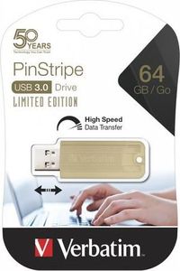 Pendrive Verbatim Verbatim Pinstripe Gold Anniversary Edition 48010 (64GB; USB 3.0; kolor złoty) 1
