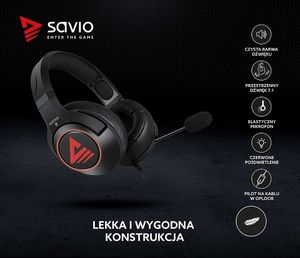 Słuchawki Savio Vertigo Czarne (SAVIO VERTIGO) 3