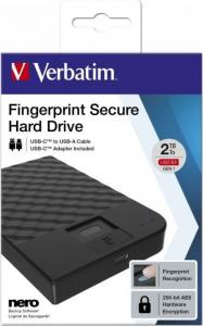 Dysk zewnętrzny HDD Verbatim Fingerprint Secure 2TB Czarny (53651) 7