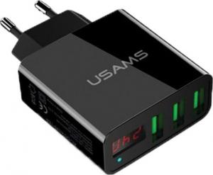Ładowarka Usams Led Display Travel Charger 3x USB 3A czarny 1