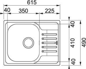 Zlewozmywak Franke Zlewozmywak 1-komorowy PXN 611 z ociekaczem 61,5 x 49cm stalowy (101.0251.239) 2
