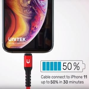 Kabel USB Unitek USB-C - Lightning 1 m Czerwony (C14060RD) 5