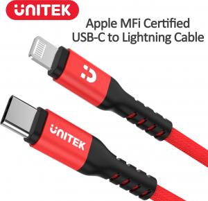 Kabel USB Unitek USB-C - Lightning 1 m Czerwony (C14060RD) 6