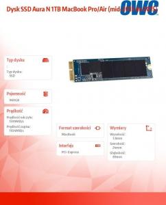 Dysk SSD OWC Aura 960 GB Macbook SSD PCI-E x4 (OWCS3DAB2MB10) 3