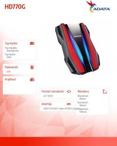 Dysk zewnętrzny HDD ADATA HD770G 2TB Czarno-czerwony (AHD770G-2TU32G1-CRD) 2