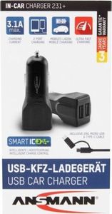 Ładowarka Ansmann In-Car-Charger 231 Adapter + kabel 2x USB-A 2.4 A  (1000-0022) 4
