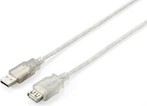 Kabel USB Equip USB-A - USB-A 3 m Przezroczysty (128751) 1