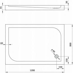 Brodzik Deante Cubic prostokątny 90 cm x 120 cm (KTK_043B) 2